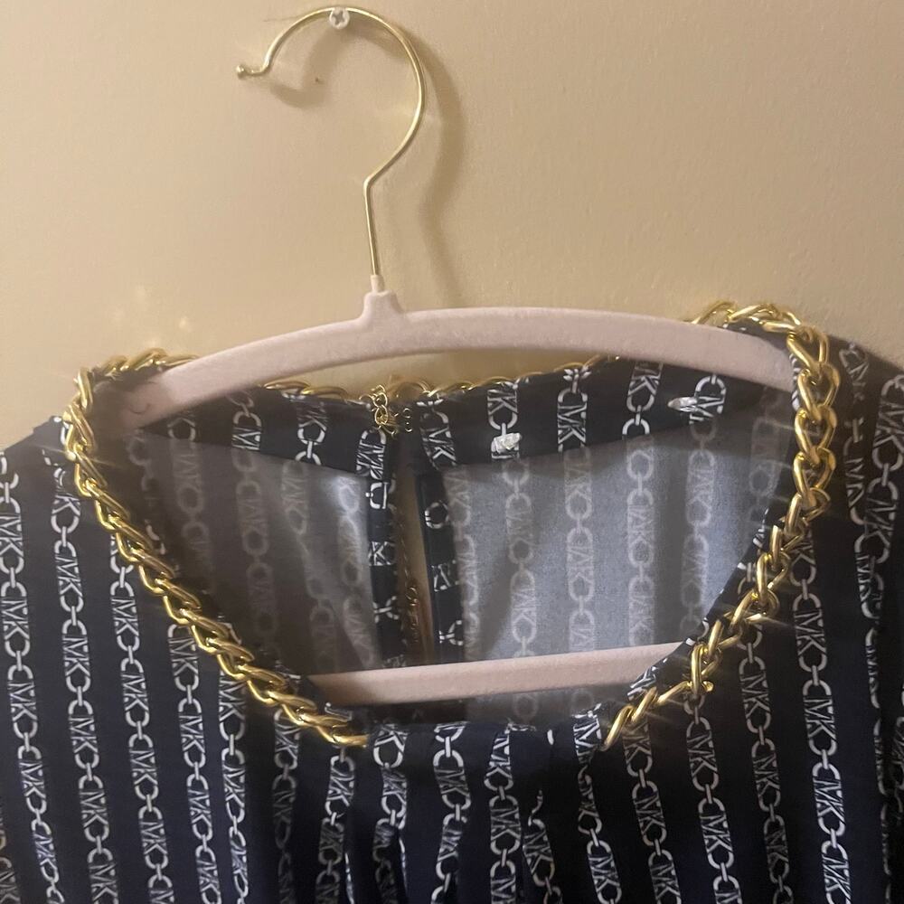 Michael Kors top blue with gold chain around collar *size tags removed* - Picture 2 of 7